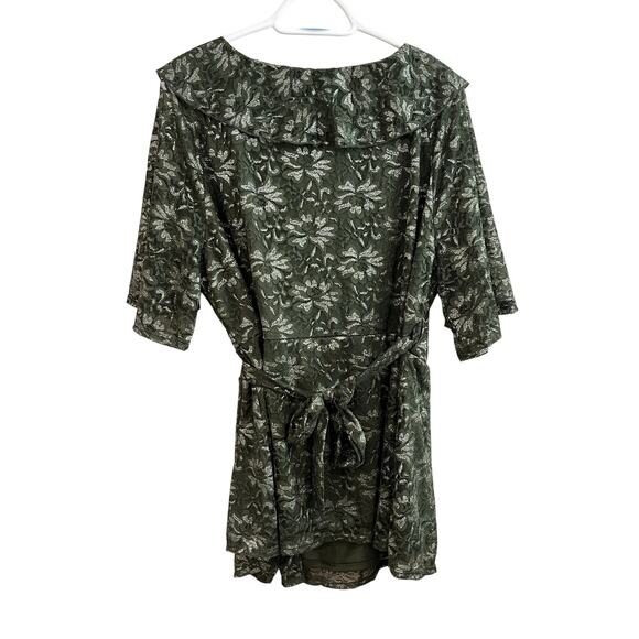 Kiyonna Green Lace Wrap Top – Size 2 (2X) – Romantic Boho Fairycore Style - Picture 2 of 10